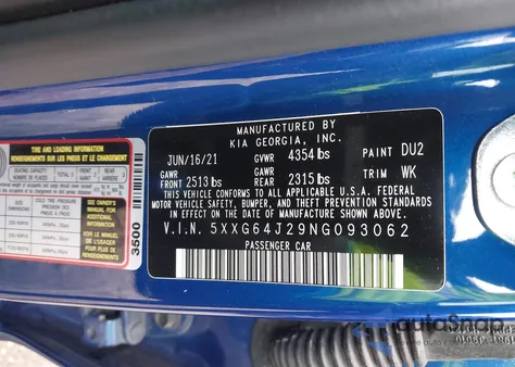 2022 Kia K5 Gt-Line from USA, damaged, VIN 5XXG64J29NG093062